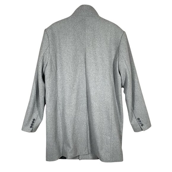 H&M Overcoat Men 44R Wool Blend Grey Minimalist Capsule Neutral Topcoat Car Coat - Picture 2 of 15